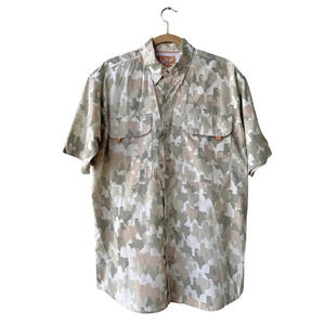 Old Tejas Camo Field Shirt Men’s Size L Short Sleeve Pocket Vented Outdoor Texas